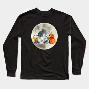 Full Moon Cat on A Jar of Eyes Long Sleeve T-Shirt